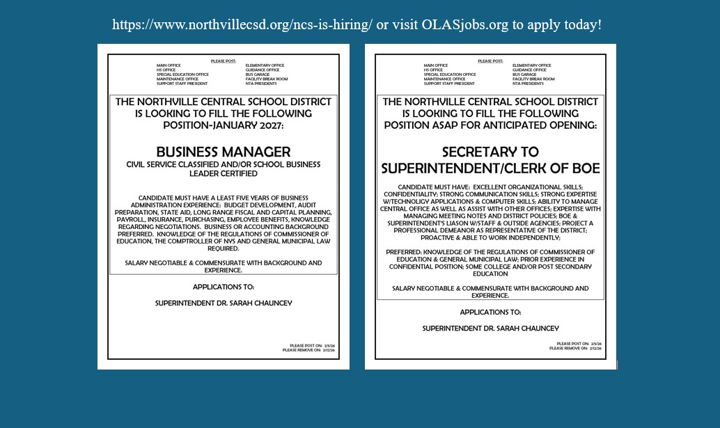 Slide for business manager and secretary to the superintendent positions
