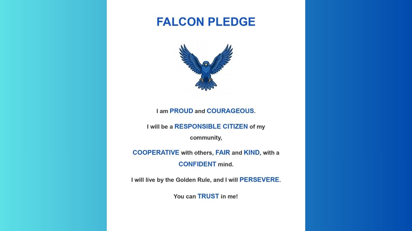 A website slide showing the Falcon Pledge for Northville Elementary School.