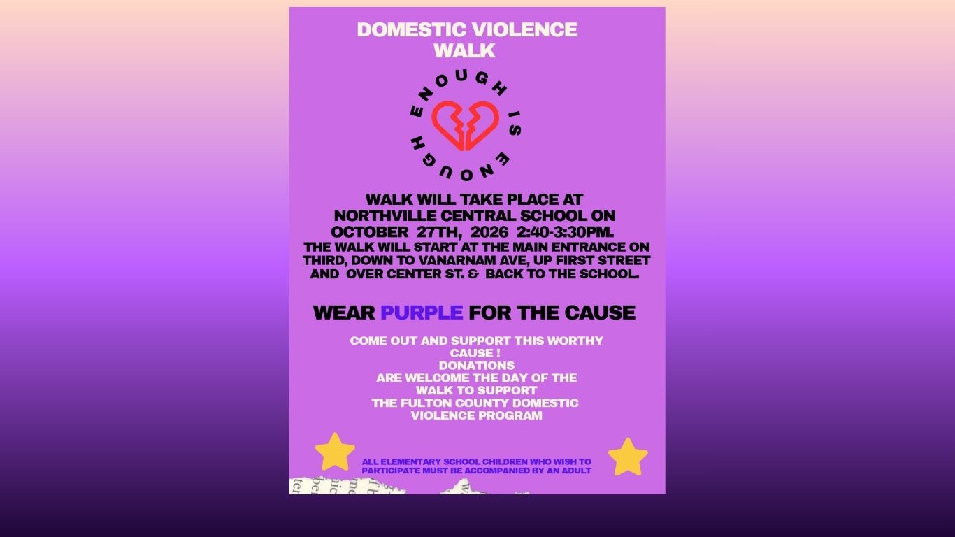 A web slide for the Oct. 27 Domestic Violence Awareness Walk at Northville Central School.