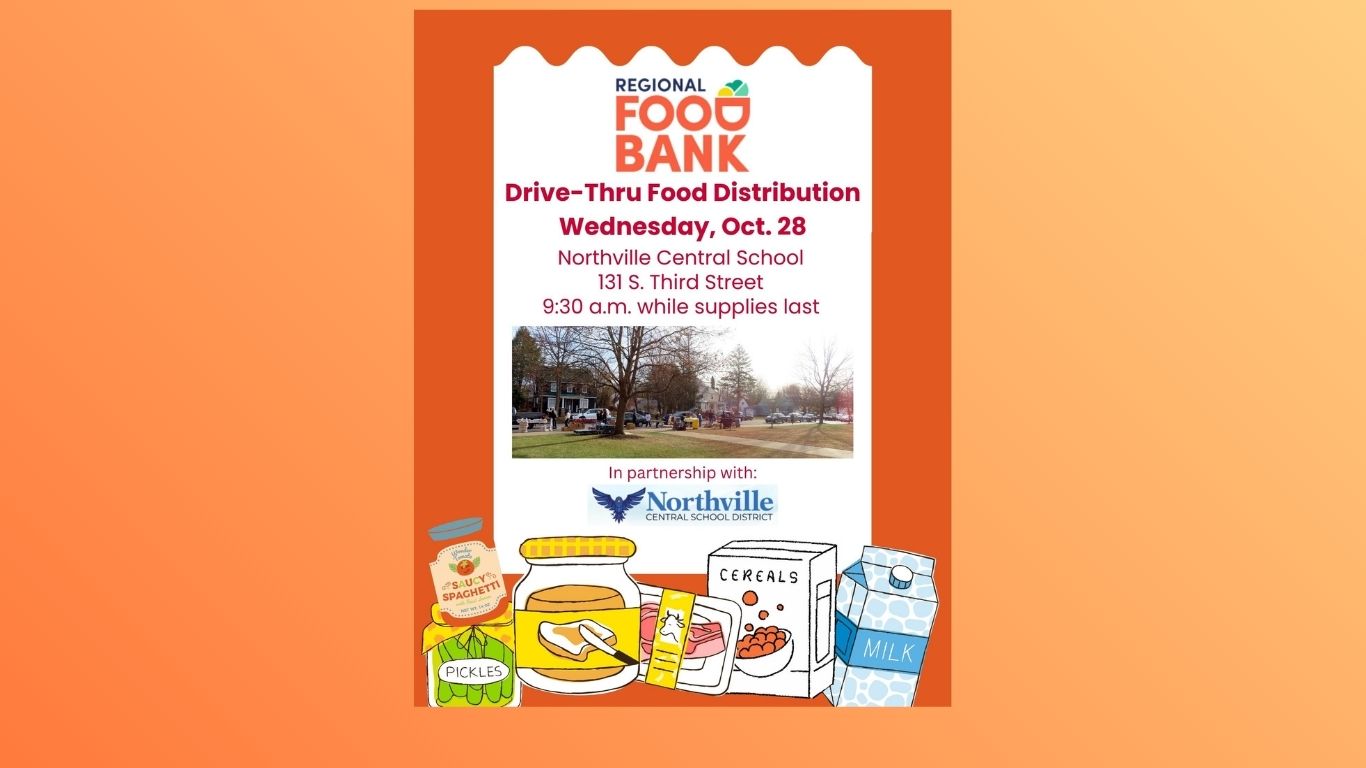 A web slide for the Oct. 28 Food Distribution at Northville Central School.