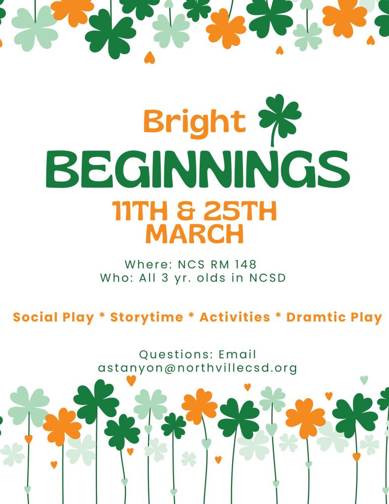March flyer for Bright Beginnings