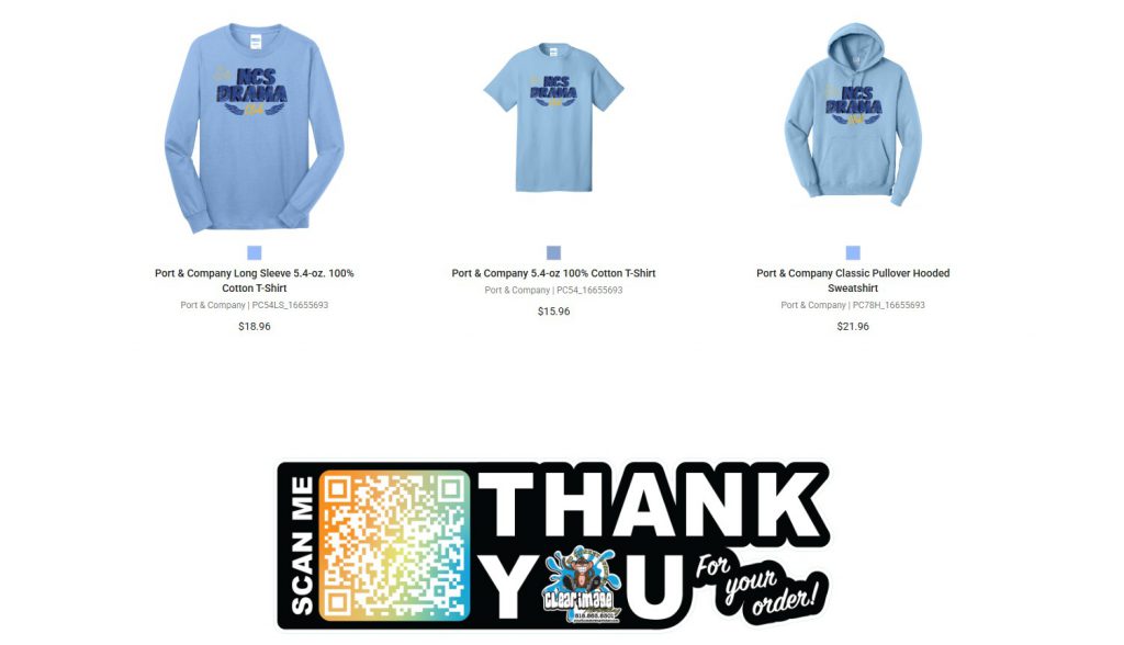 NCS Drama Club Spirit Wear Sale flyer