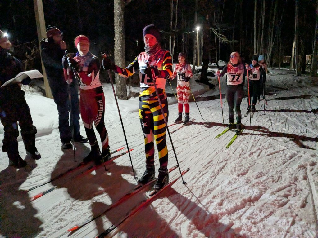 Northville skier Lyra Thomarie at the starting line