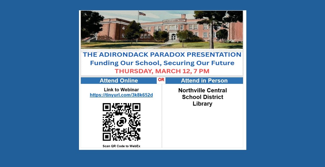 Web slide for the March 12 Adirondack Paradox presentation