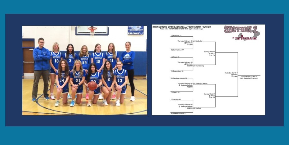 Girls' Varsity Basketball team and semifinal bracket