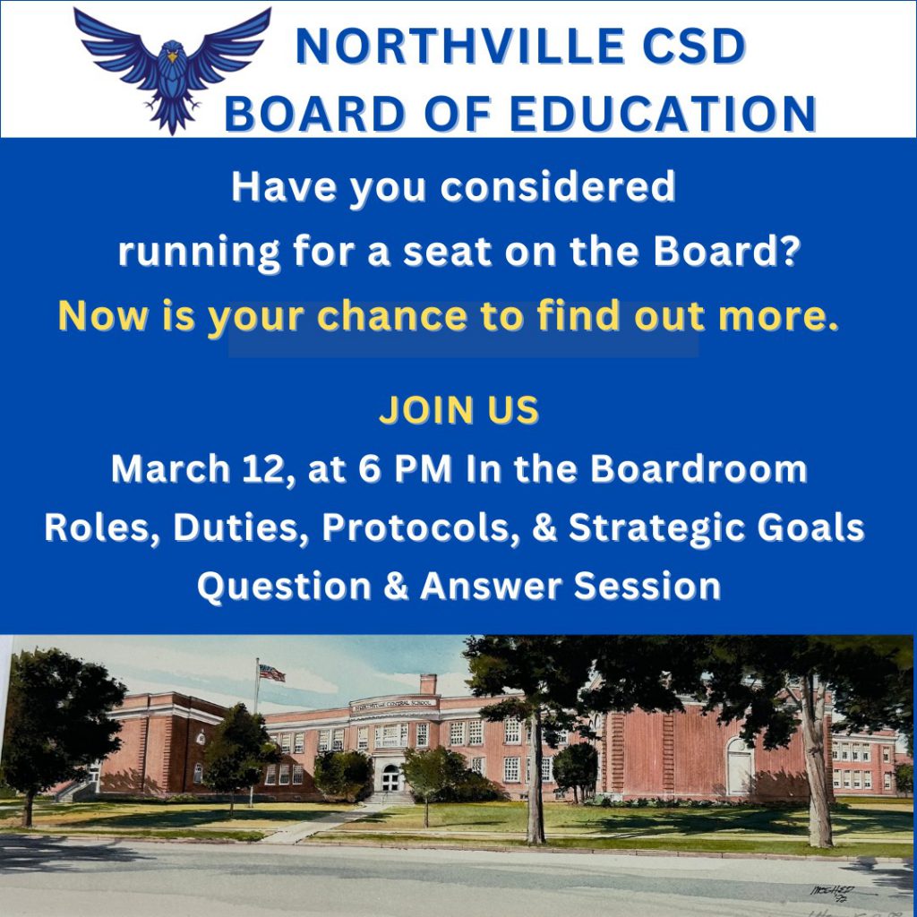 NORTHVILLE BOED MEMBER Info Night infographic