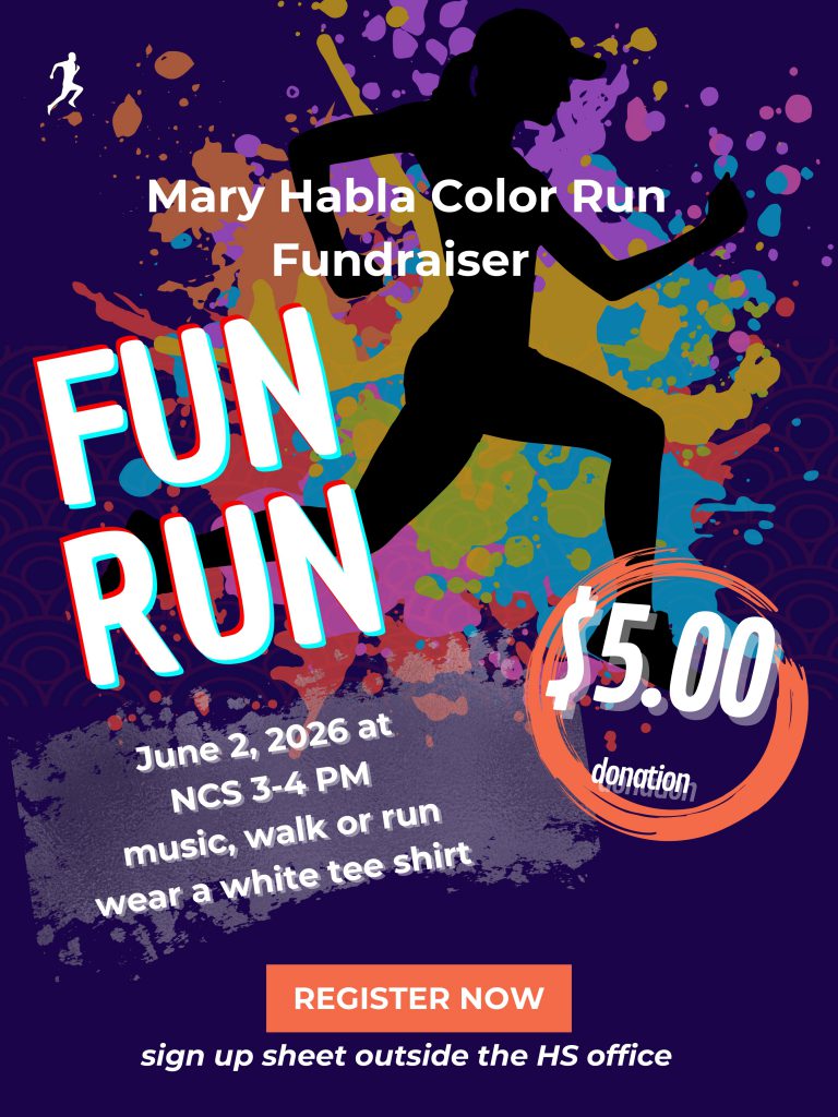 A flyer for the 2026 MaryElizabeth Habla Color Run at Northville Central School 6-2-26