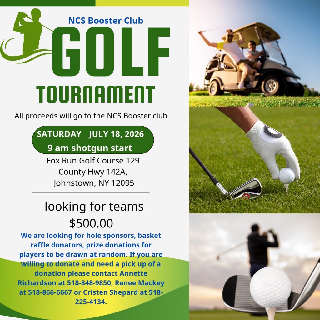 7-18-26 Booster Club Golf Tournament flyer