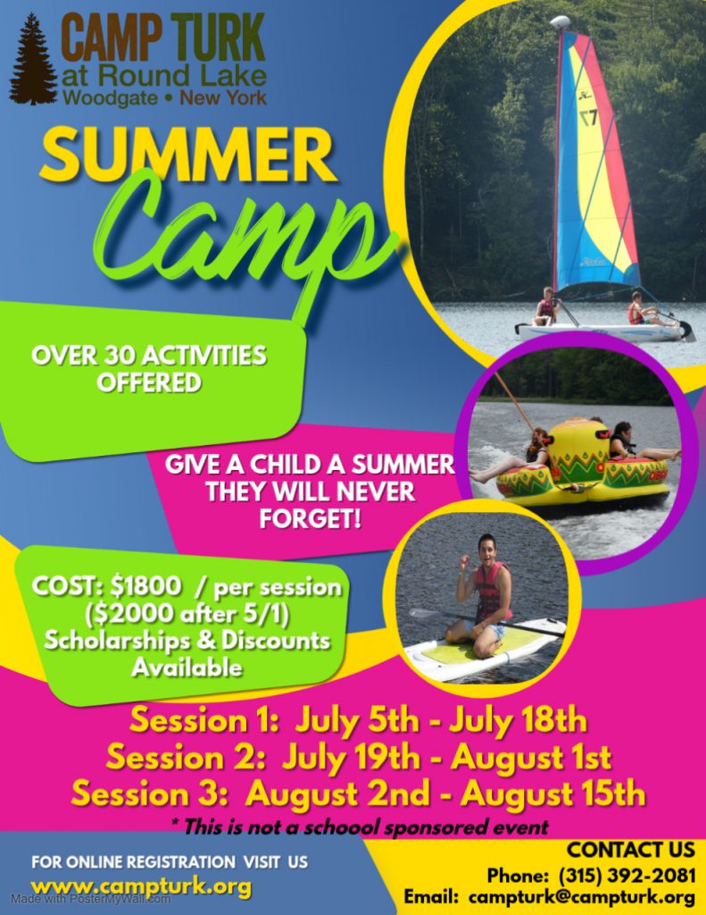 Camp Turk Summer Camp Flyer