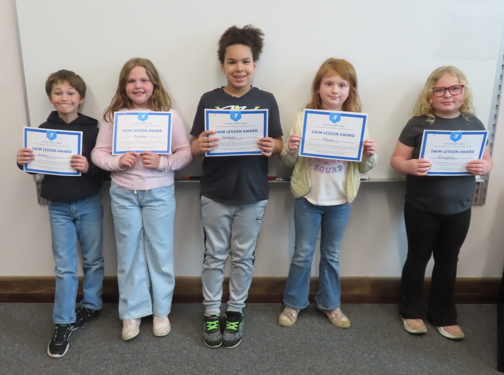 YMCA Swim Award Recipients Asher, Kinsley, DaVonte, Alanah, Isabella