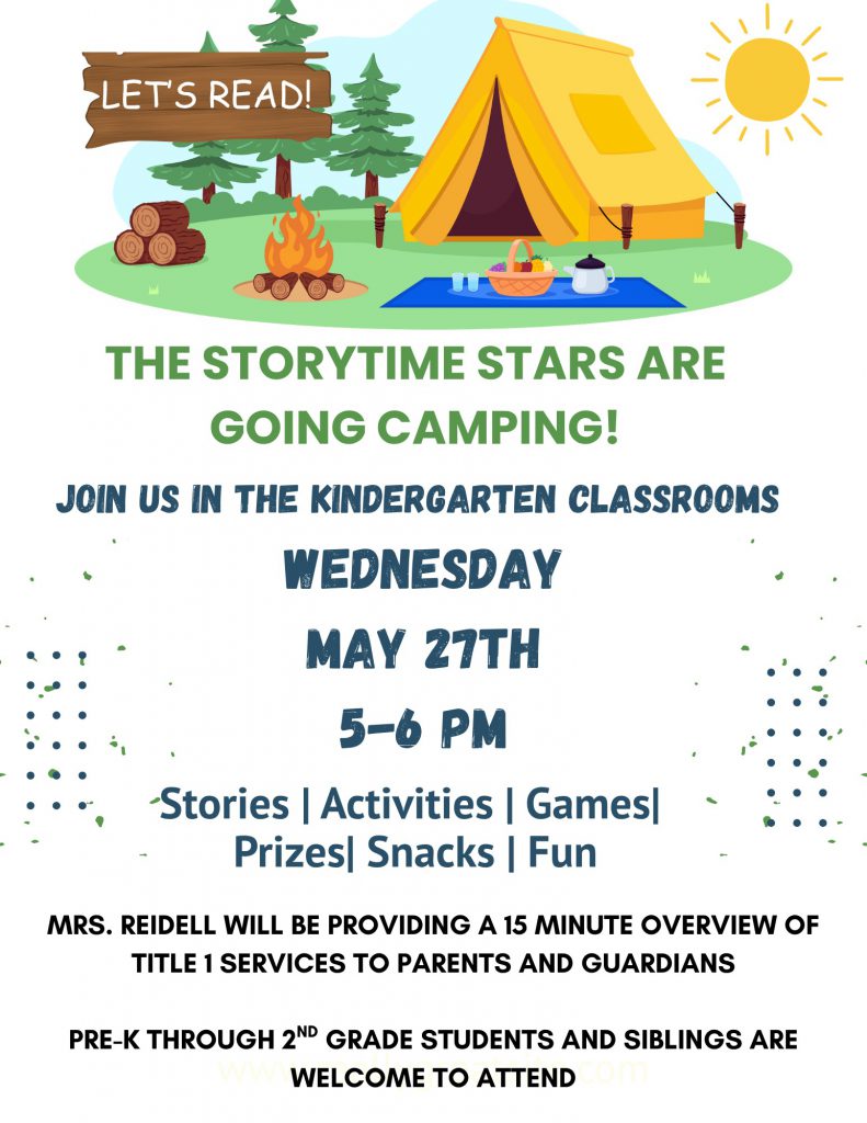 Flyer for the 5-27-26 Storytime Stars Reading Night