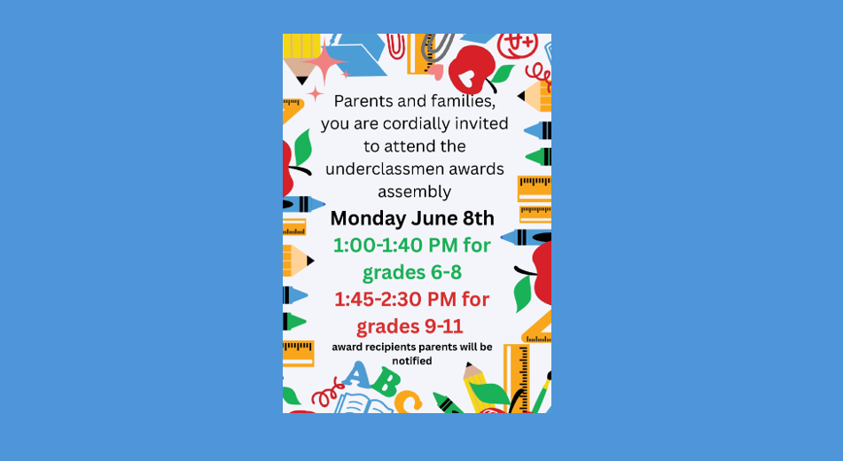 Web slide for flyer for 6-11 Academic Awards on June 8