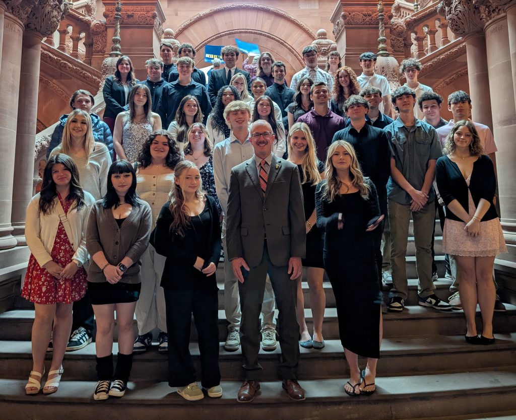 A photo of Northville Central School seniors touring the New York State Capitol Building
