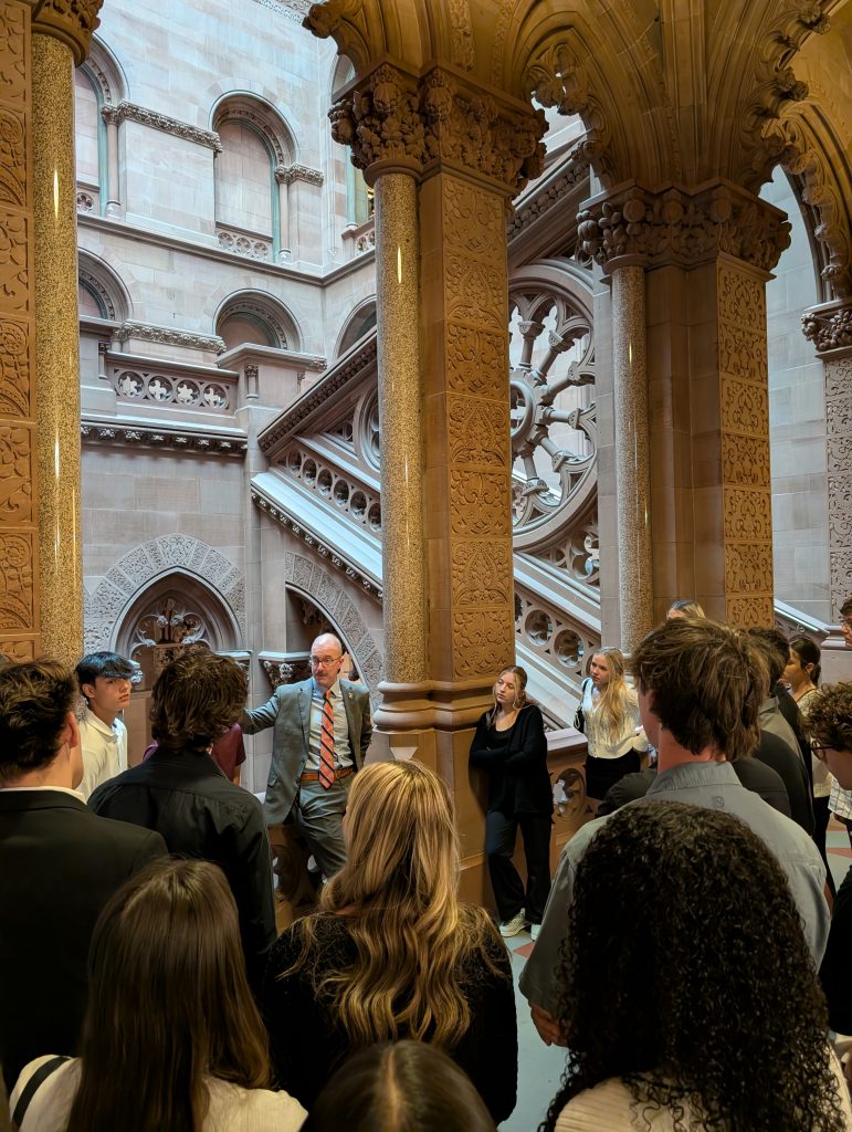 A photo of Northville Central School seniors touring the New York State Capitol Building