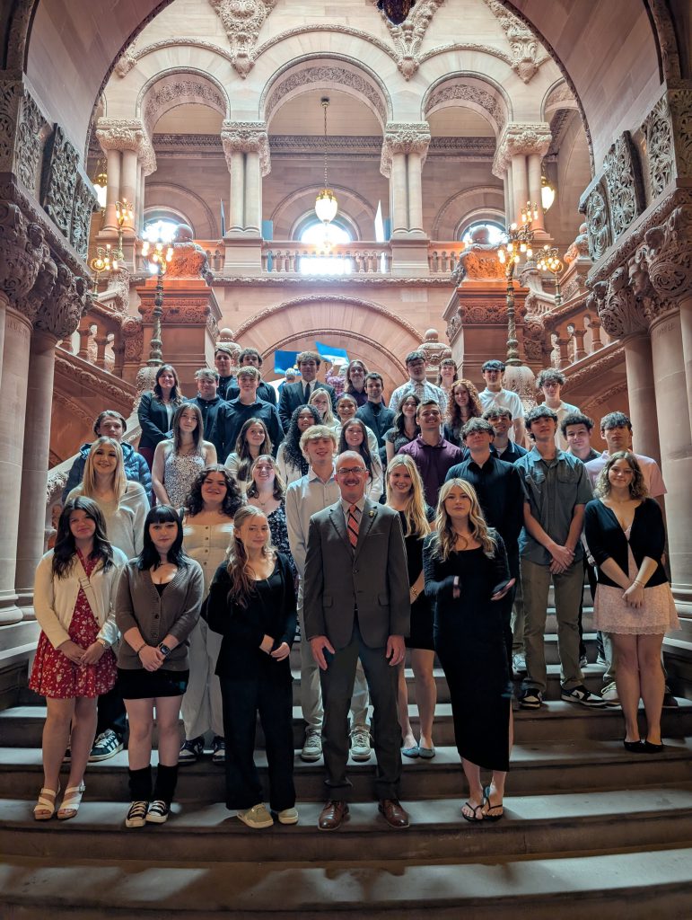 A photo of Northville Central School seniors touring the New York State Capitol Building