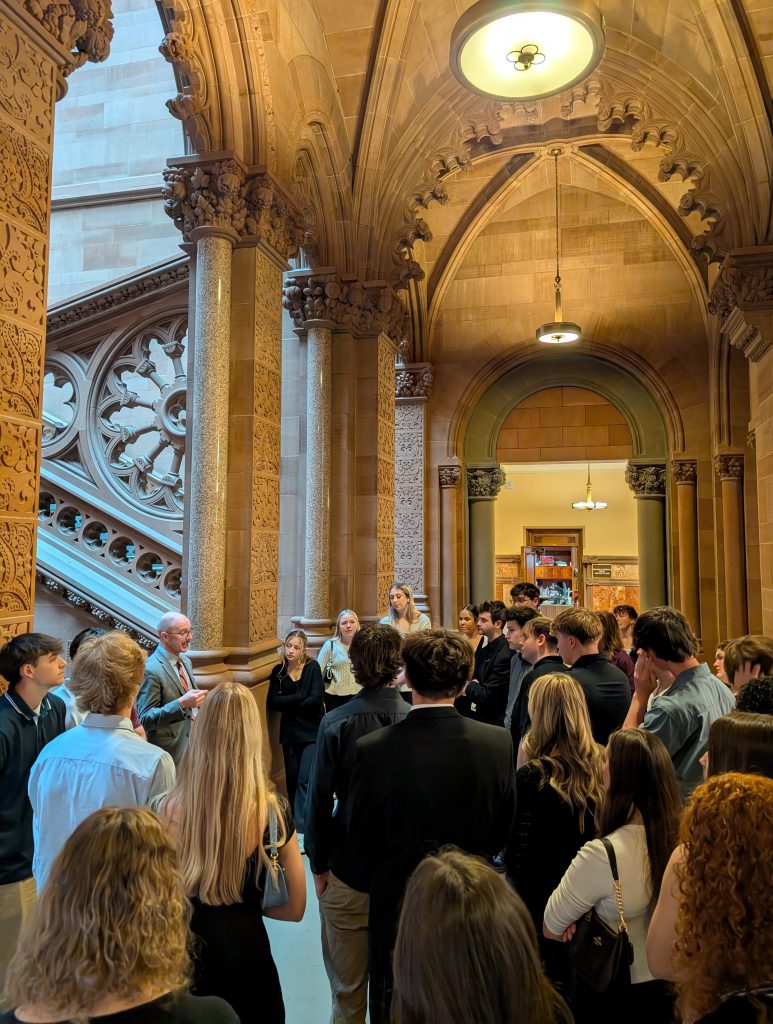 A photo of Northville Central School seniors touring the New York State Capitol Building