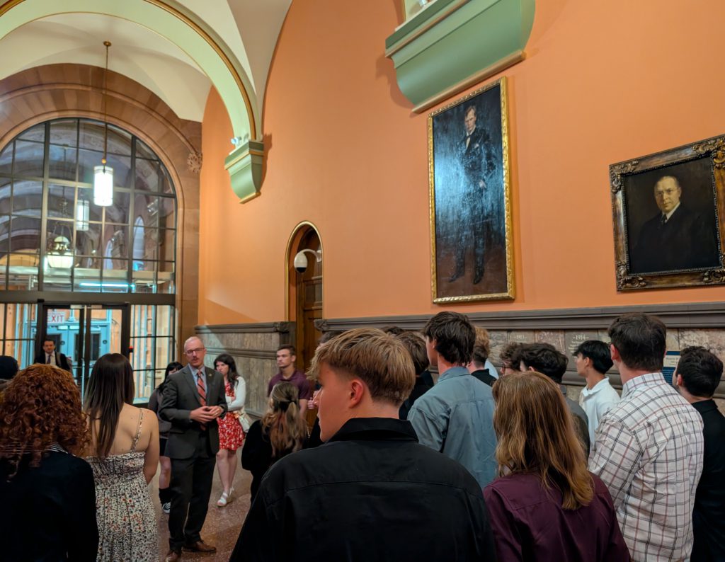 A photo of Northville Central School seniors touring the New York State Capitol Building