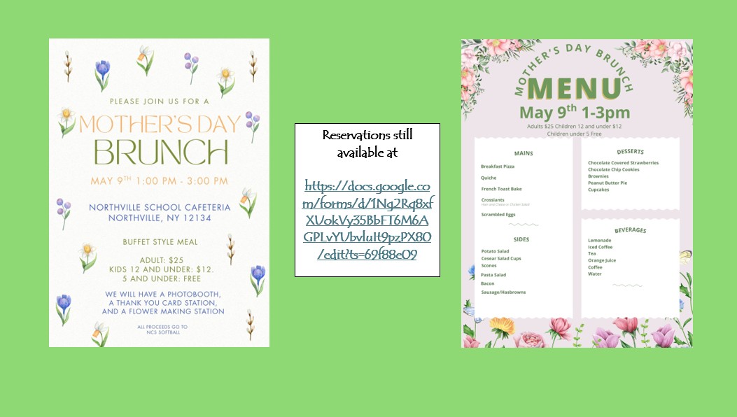 web slide for Mother's Day Brunch with menu