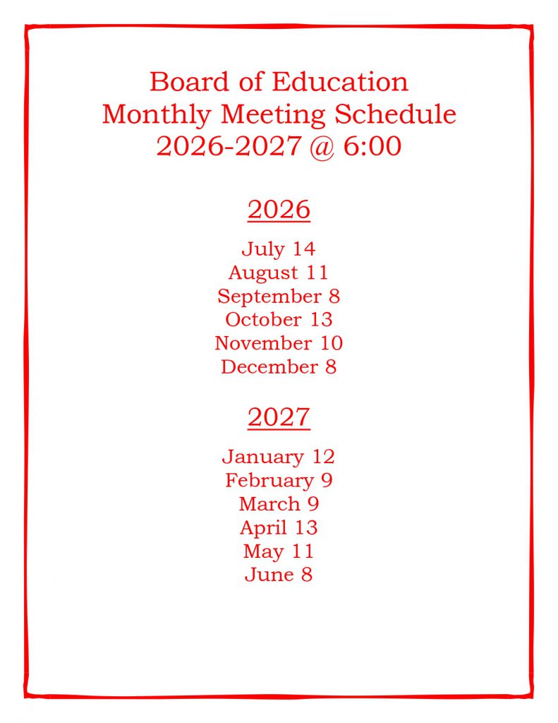 26-27 Board of Education Meeting Schedule