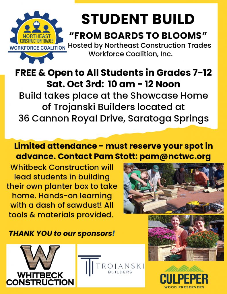 A flyer for the Oct. 3 From Boards to Blooms event.
