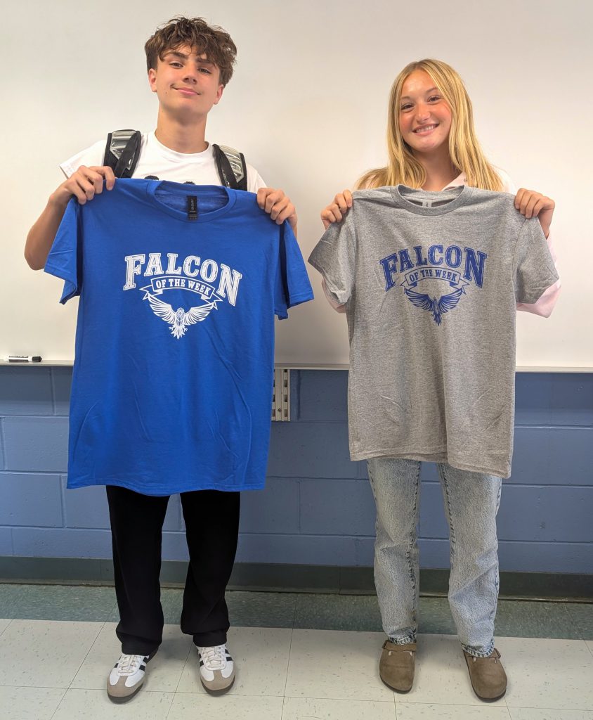 A photo of Khyaire and Lexi, Falcons of the Week at Northville Central School.