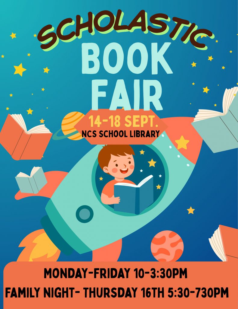 A flyer for the Sept. 14-18 Welcome Back to School Book Fair at Northville Central School