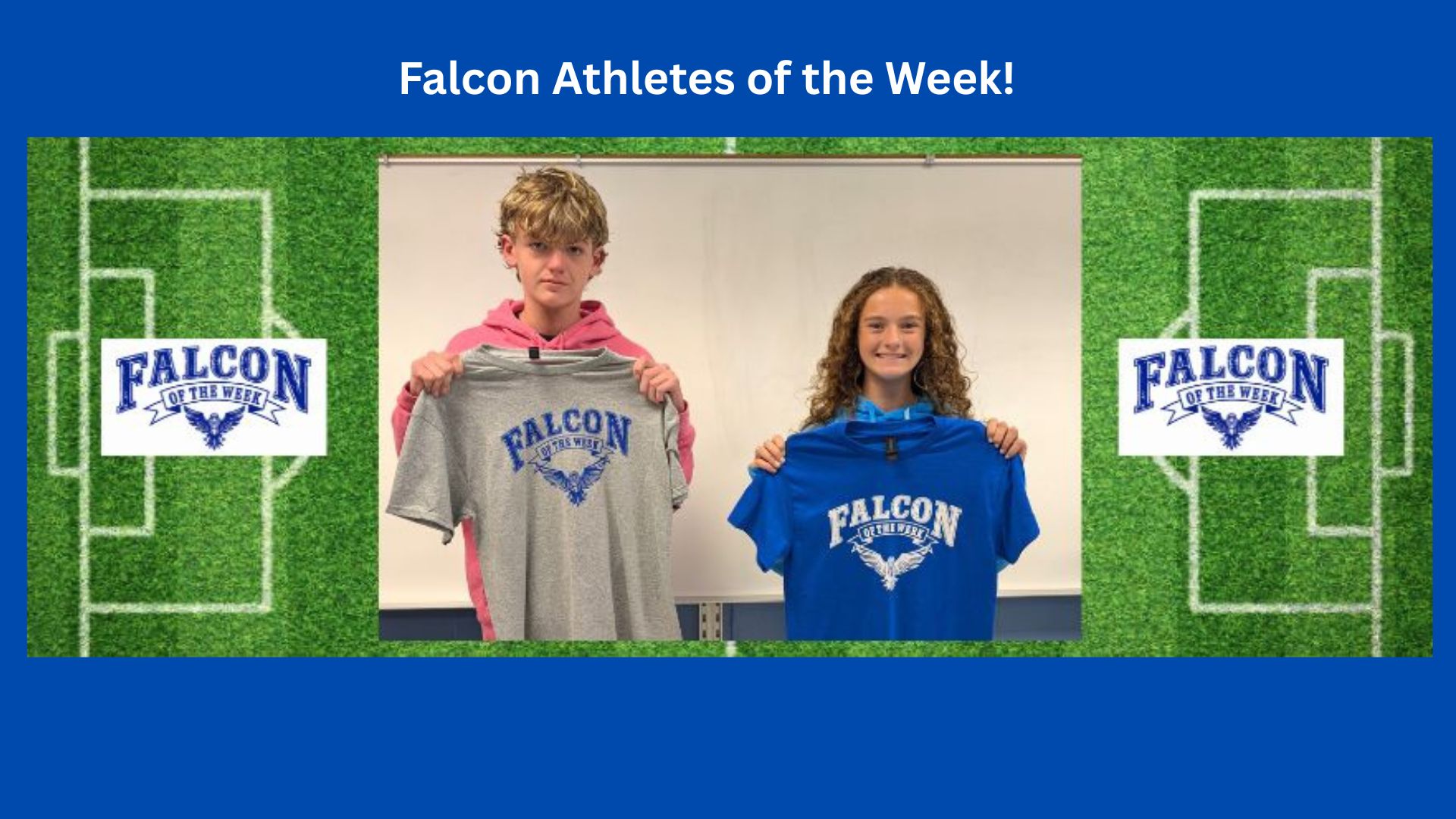A web slide showing the Northville Falcon Athletes of the Week for the week of Sept. 18.