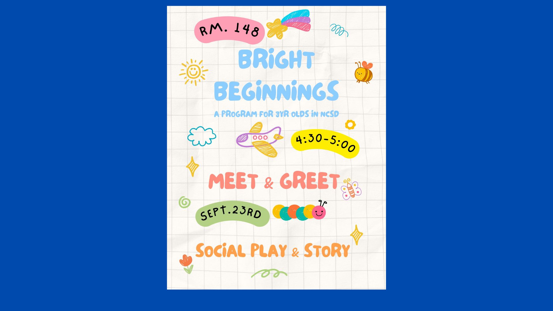 A web slide featuring the flyer for the Sept. 23 Bright Beginnings Meet and Greet at Northville Central School.