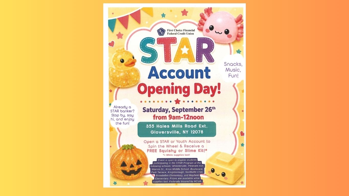 9-26 STAR Account Opening Day at FCFFCU web slide.