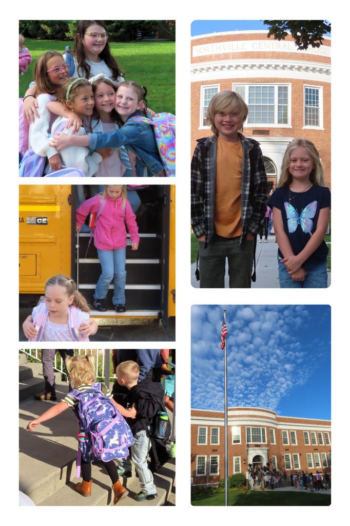 A collage of photos from the first day of school at Northville.
