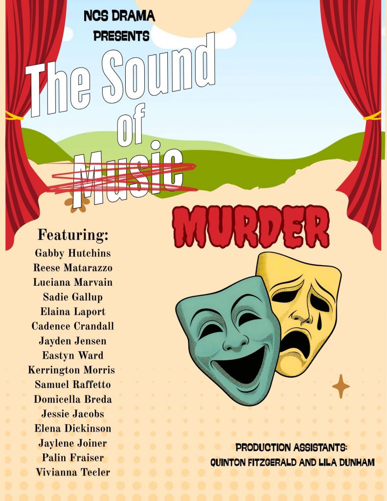 A cast announcement poster for the Oct. 24 performance of The Sound of Murder at Northville Central School.