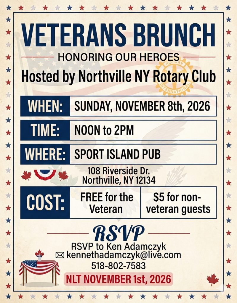 A flyer for the Nov. 8 Northville Rotary Club Veterans Brunch.